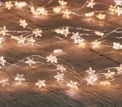 Anna's Collection Kerstlichtsnoeren^2X Kerstverlichting Cascadelichtjes Met Timer 40 Lampjes Sterretjes Warm Wit - Voor Binnen Gebruik