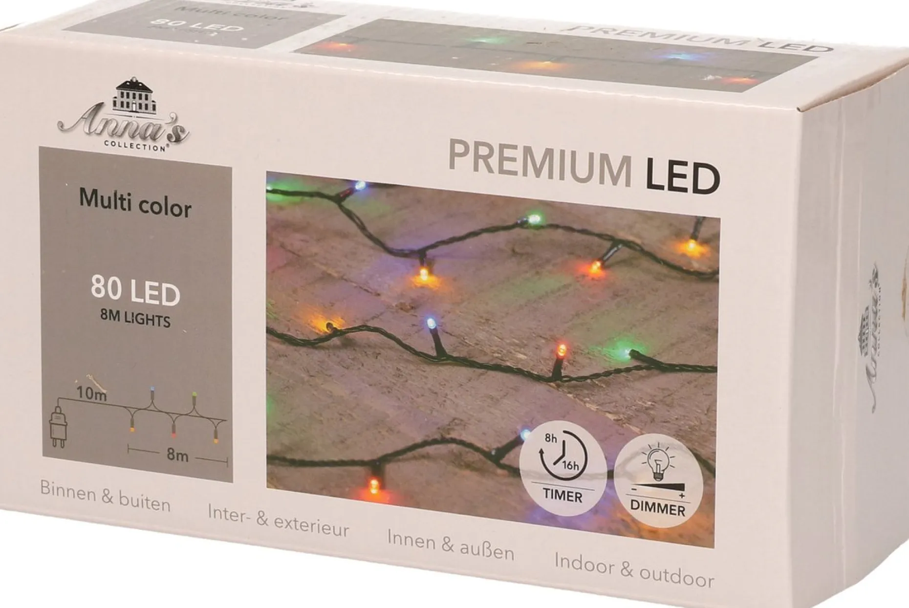 Anna's Collection Kerstlichtsnoeren^1X Kerstverlichting 80 Gekleurde Leds Met Dimmer En Timer - Voor Buiten En Binnen - Boomverlichting