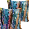 De Groen Home 2X Kussenhoes Voor Sierkussen - Velvet- Waterverf - 45X45 - Kussensloop - Aan Beide Zijden Bedrukt - Kussenhoesjes Blauw, Divers Best Sale