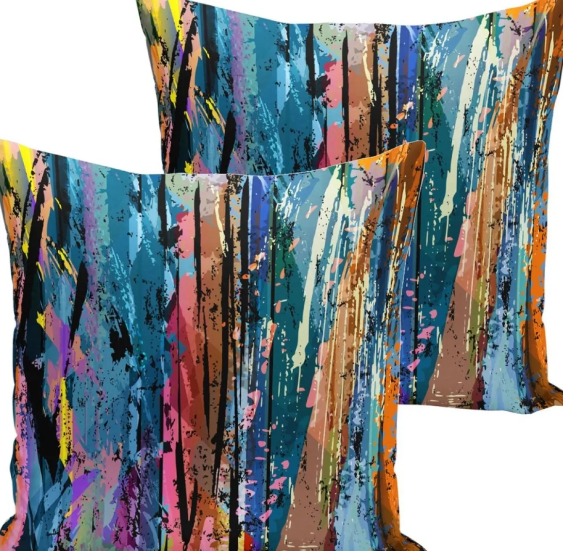 De Groen Home 2X Kussenhoes Voor Sierkussen - Velvet- Waterverf - 45X45 - Kussensloop - Aan Beide Zijden Bedrukt - Kussenhoesjes Blauw, Divers Best Sale