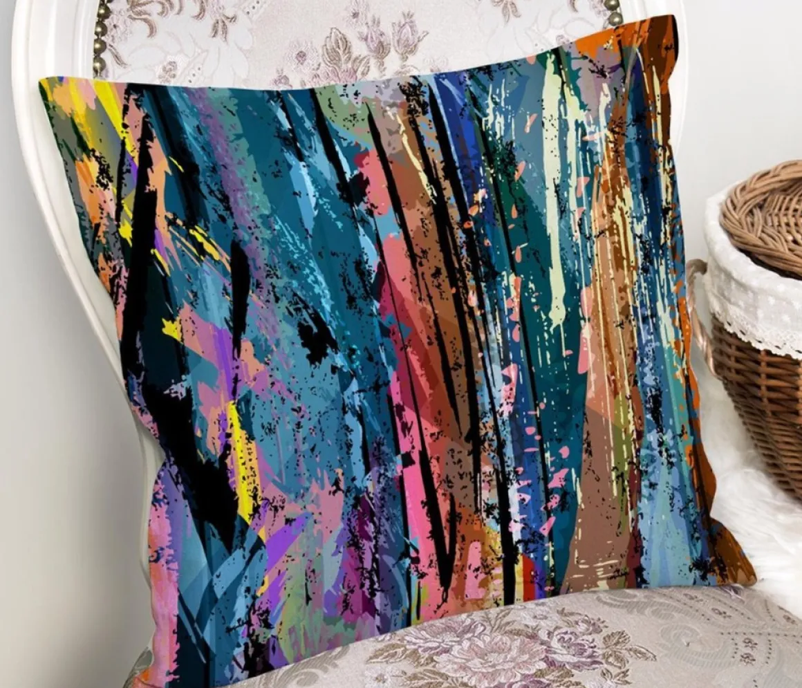 De Groen Home 2X Kussenhoes Voor Sierkussen - Velvet- Waterverf - 45X45 - Kussensloop - Aan Beide Zijden Bedrukt - Kussenhoesjes Blauw, Divers Best Sale