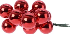 Merkloos 10X Mini Glazen Kerstballen Kerststekers/Instekertjes Rood 2 Cm - Rode Kerststukjes Kerstversieringen Glas Flash Sale