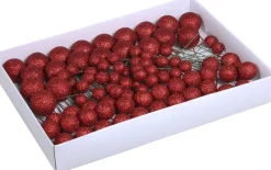 Othmara decorations 100X Rode Glitter Mini Kerstballen Stekers Kunststof 2, 3 En 4 Cm - Kerststukje Maken Onderdelen Cheap