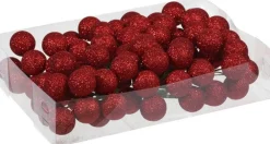 Othmara decorations 80X Rode Glitter Mini Kerstballen Stekers Kunststof 3 Cm - Kerststukje Maken Onderdelen Rood Outlet