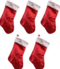 Decoris 5X Rode Pluche Kerstsokken 40 Cm Cheap