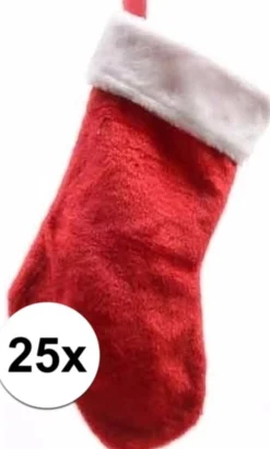Decoris 25X Rode Pluche Kerstsokken 40 Cm New