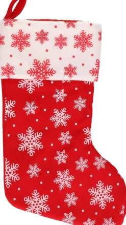 Merkloos 2X Rood/Witte Kerstsokken Met Sneeuwvlokken Print 40 Cm - Kerstversiering/Kerstdecoratie Sokken Cheap