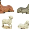 Merkloos 2X Sets Van 4 Stuks Polystone Dierenbeeldjes Os, Ezel En Schapen 12 Cm - Polystone Dieren / Kerststal Dierenbeeldjes Store