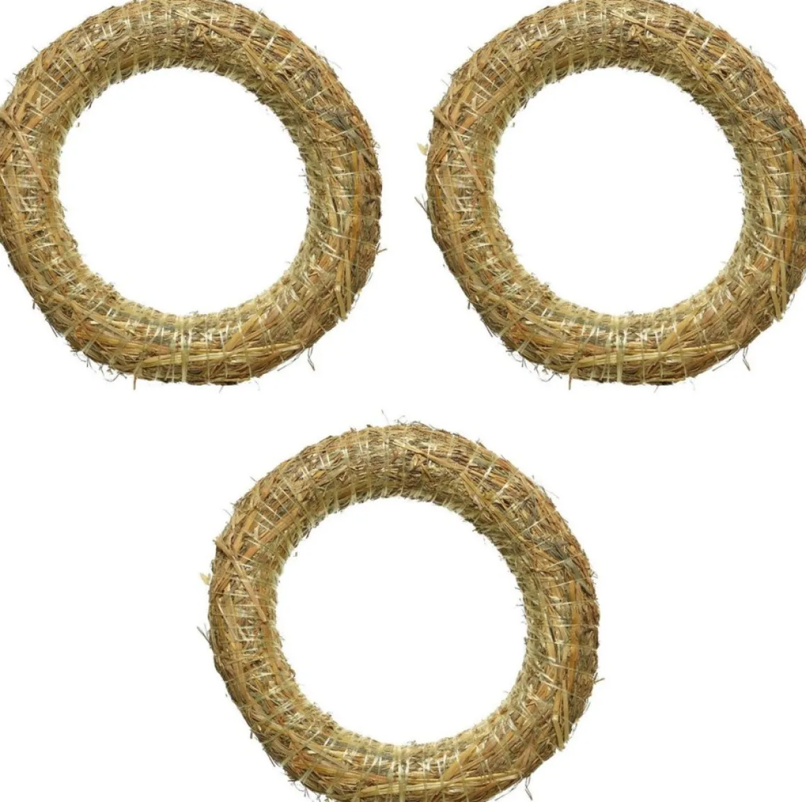Merkloos 3X Stro Kerstkransen Om Te Decoreren 25 Cm - Kerst Deurkransen - Strokransen Discount