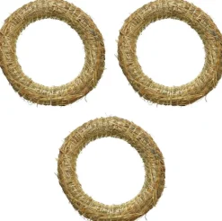 Merkloos 3X Stro Kerstkrans Om Te Decoreren 20 Cm - Kerst Deurkransen - Strokransen Sale