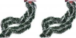 Merkloos 2X Stuks Besneeuwde Folie Slingers/Kerstslingers 270 Cm - Kerstversiering Slingers Clearance