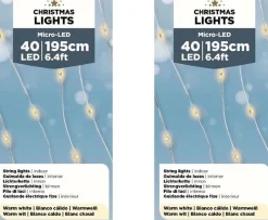 Lumineo Kerstlichtsnoeren^3X Stuks Draadverlichting Zilverdraad 40 Warm Witte Lampjes - 1195 Cm - Kerstverlichting Lichtsnoeren Op Batterijen