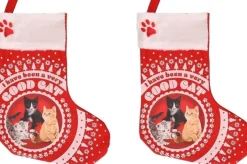 Merkloos 2X Stuks Katten/Poezen Kerstsokken I Have Been A Very Good Cat - Kerstsokken Voor Huisdieren - Kerstsokken Voor De Kat/Poes Flash Sale