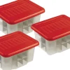 Bellatio Decorations Kerstspullen Opbergers^3X Stuks Kerstballen Opruimen Opbergbox 24 Liter - Voor 45 Kerstballen - Kerstversiering Opruimen/Opbergen