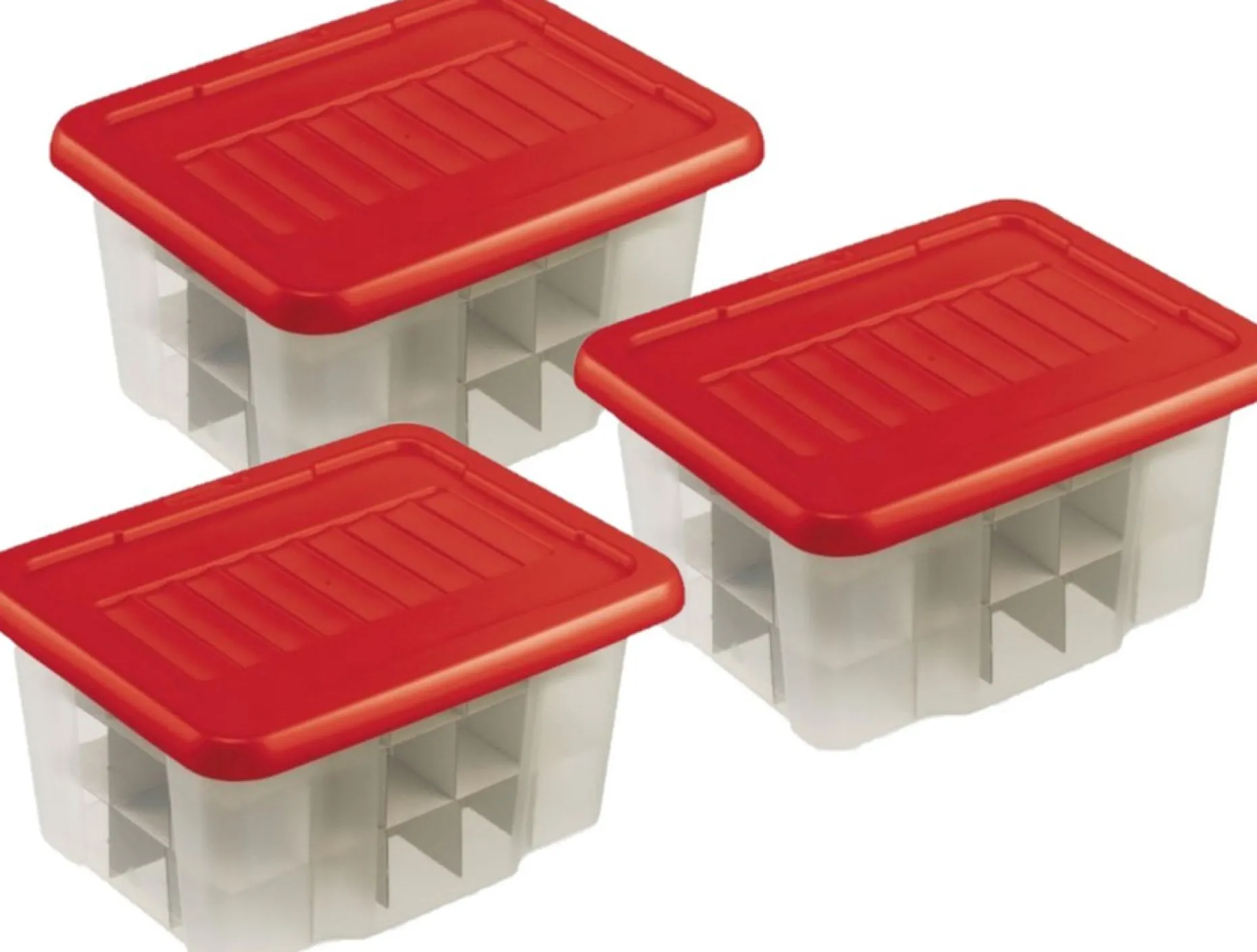 Bellatio Decorations Kerstspullen Opbergers^3X Stuks Kerstballen Opruimen Opbergbox 24 Liter - Voor 45 Kerstballen - Kerstversiering Opruimen/Opbergen