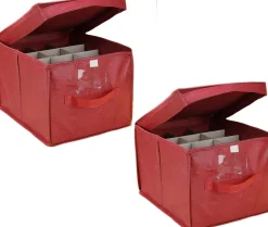 Bellatio Decorations Kerstspullen Opbergers^3X Stuks Kerstballen Opruimen/Opbergen Opbergbox Voor 24 Kerstballen 30 X 39 - Kerstballen Boxen/Dozen