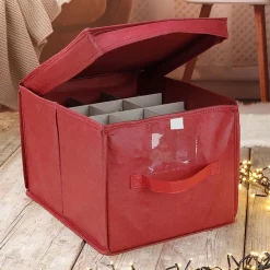 Bellatio Decorations Kerstspullen Opbergers^3X Stuks Kerstballen Opruimen/Opbergen Opbergbox Voor 24 Kerstballen 30 X 39 - Kerstballen Boxen/Dozen