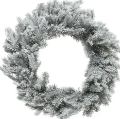 Decoris 2X Stuks Kerstkransen/Dennenkransen Groen Met Sneeuw 50 Cm - Dennenkransen/Deurkransen Kerstversiering Hot