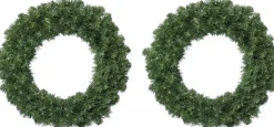 Decoris 2X Stuks Kerstkransen/Dennenkransen Groen 35 Cm - Dennenkransen/Deurkransen Kerstversiering Clearance