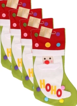 Merkloos 4X Stuks Kerstsokken Met 3D Kerstman 50 Cm - Kerstversiering Flash Sale