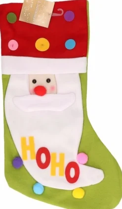 Merkloos 4X Stuks Kerstsokken Met 3D Kerstman 50 Cm - Kerstversiering Flash Sale