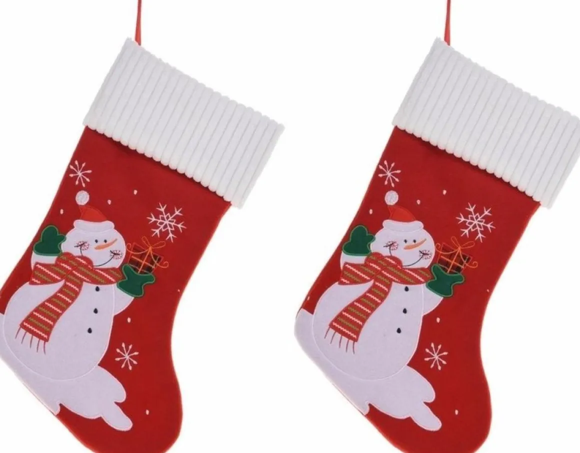 Merkloos 3X Stuks Kerstsokken Met Sneeuwpop Print 46 Cm - Kerstversiering Haard Sokken Sale