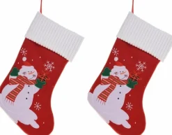 Merkloos 2X Stuks Kerstsokken Met Sneeuwpop Print 46 Cm - Kerstversiering Haard Sokken Sale