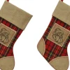 Merkloos 2X Stuks Kerstsokken Rood Geruit Met Kerstman 25 X 45 Cm - Kerstversiering/Kerstdecoratie Kerstsokken Best
