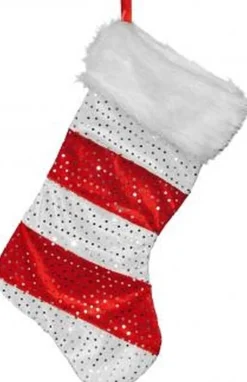 Merkloos 2X Stuks Kerstsokken Rood Met Wit 43 Cm - Kerstversieringen Sale