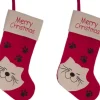 Merkloos 2X Stuks Kerstsok Rood Voor De Kat/Poes 19 Cm - Kerstversiering/Kerstdecoratie Kerstsokken Voor Huisdieren Cheap