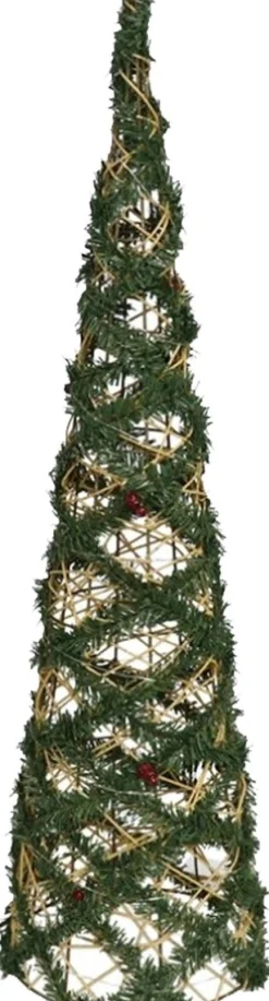Gerim Verlichte Kerstfiguren^2X Stuks Kerstverlichting Figuren Led Kegel/Pyramide Kerstbomen Draad/Groen 78 Cm 60 Warm Witte Lampjes