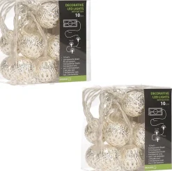 Cosyu0026Trendy Kerstlichtsnoeren^2X Stuks Kerstverlichting Kerstballen Slingers Met Led Licht 90 Cm - Kerstlampjes/Kerstlichtjes Lichtslingers Met Kerstballen