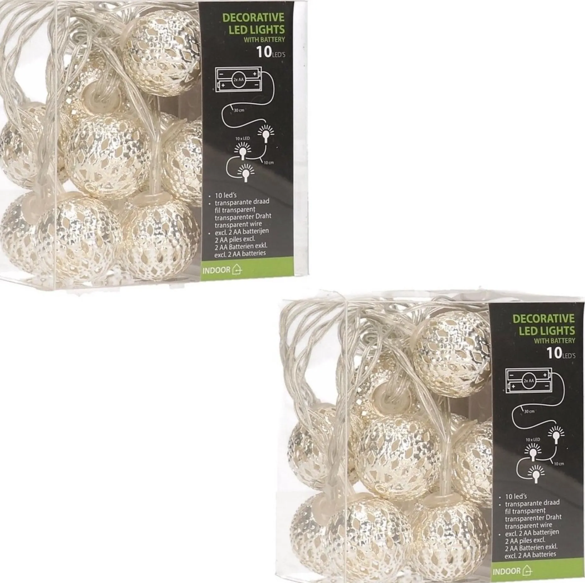Cosyu0026Trendy Kerstlichtsnoeren^2X Stuks Kerstverlichting Kerstballen Slingers Met Led Licht 90 Cm - Kerstlampjes/Kerstlichtjes Lichtslingers Met Kerstballen