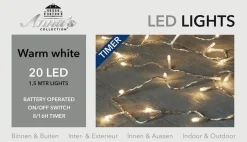 Anna's Collection Kerstlichtsnoeren^2X Stuks Kerstverlichting Met Timer 20 Warm Witte Lampjes Op Batterijen - Lichtsnoer Transparant Met 20 Leds