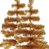 Arte r Kunstkerstbomen^2X Stuks Kleine Goud Kerstbomen Van 60 Cm Van Kunststof Met Voet - Mini Boompjes Voor Kinderkamer/Kantoor Goudkleurig
