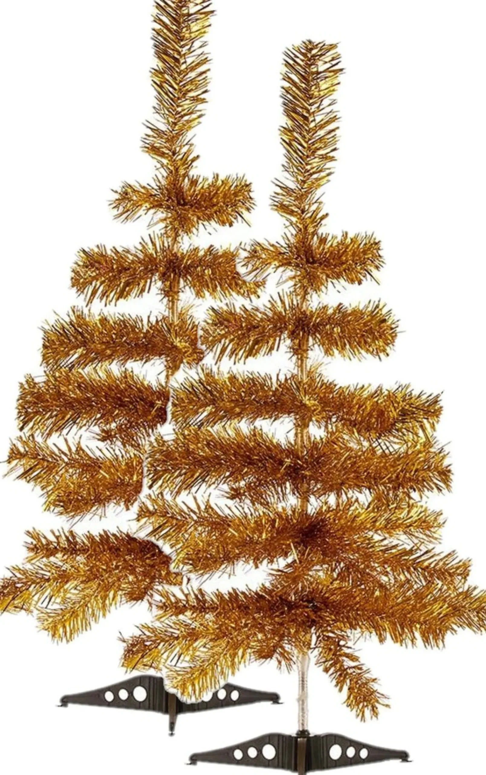 Arte r Kunstkerstbomen^2X Stuks Kleine Goud Kerstbomen Van 60 Cm Van Kunststof Met Voet - Mini Boompjes Voor Kinderkamer/Kantoor Goudkleurig