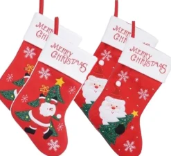 Merkloos 4X Stuks Rode Kerstsokken Van 25 X 40 Cm - Huis Decoratie Kerstversieringen/Kerst Artikelen Sale