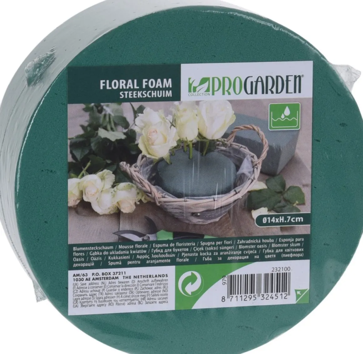 Pro Garden 1X Stuks Steekschuim/Oase Nat Rond Groen D14 X H7 Cm Best Sale