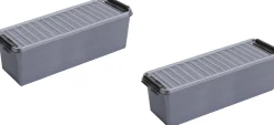 Merkloos Kerstspullen Opbergers^2X Stuks Sunware Q-Line Opbergboxen/Opbergdozen 1,3 Liter 20 X 15 X 14 Cm Kunststof - Praktische Opslagboxen