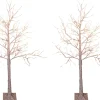 Lumineo Verlichte Kerstfiguren^2X Stuks Verlichte Figuren Witte Lichtboom/Metalen Boom/Berkenboom Met 120 Led Lichtjes 130 Cm - Kerstversiering/Kerstdecoratie