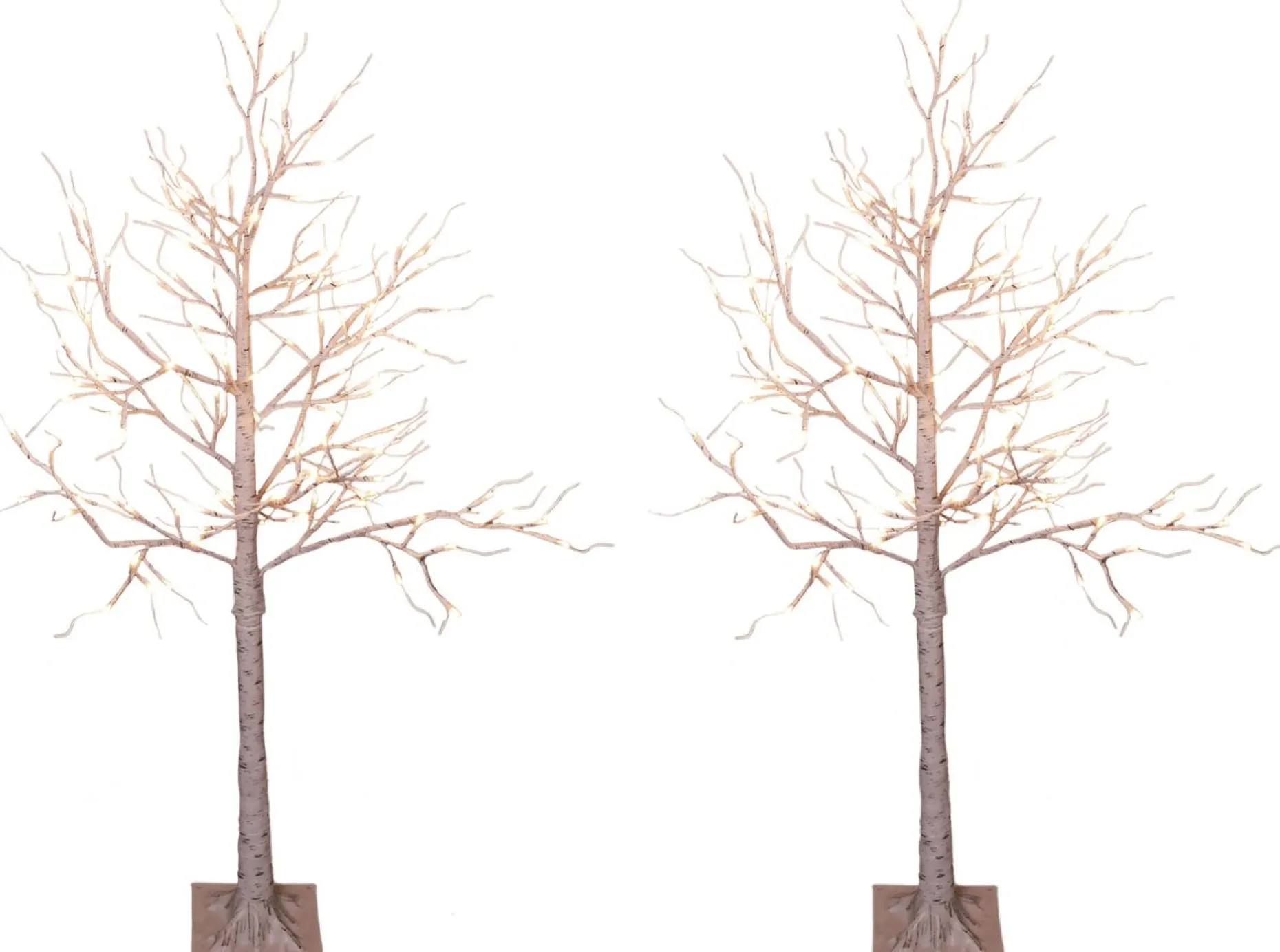 Lumineo Verlichte Kerstfiguren^2X Stuks Verlichte Figuren Witte Lichtboom/Metalen Boom/Berkenboom Met 120 Led Lichtjes 130 Cm - Kerstversiering/Kerstdecoratie