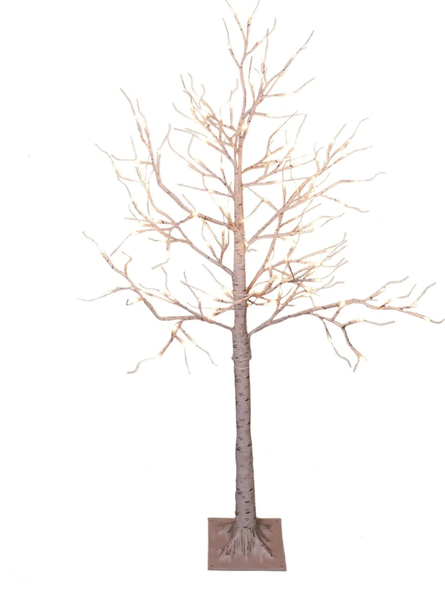 Lumineo Verlichte Kerstfiguren^2X Stuks Verlichte Figuren Witte Lichtboom/Metalen Boom/Berkenboom Met 120 Led Lichtjes 130 Cm - Kerstversiering/Kerstdecoratie