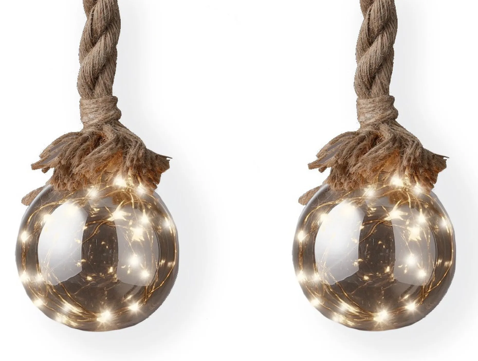 Lumineo Verlichte Kerstfiguren^1X Stuks Verlichte Glazen Kerstballen Aan Touw Met 30 Lampjes Zilver/Warm Wit 15 Cm - Decoratie Kerstballen Met Licht