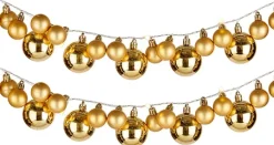 Arte r 2X Stuks Verlichte Kerst Guirlandes/Slingers Met 93 Led Kerstballen Goud - 180 Cm Cheap