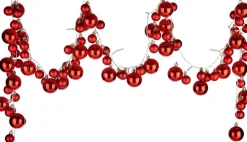 Arte r 2X Stuks Verlichte Kerst Guirlandes/Slingers Met 93 Led Kerstballen Rood - Kerstslingers/Kerst Guirlandes Outlet