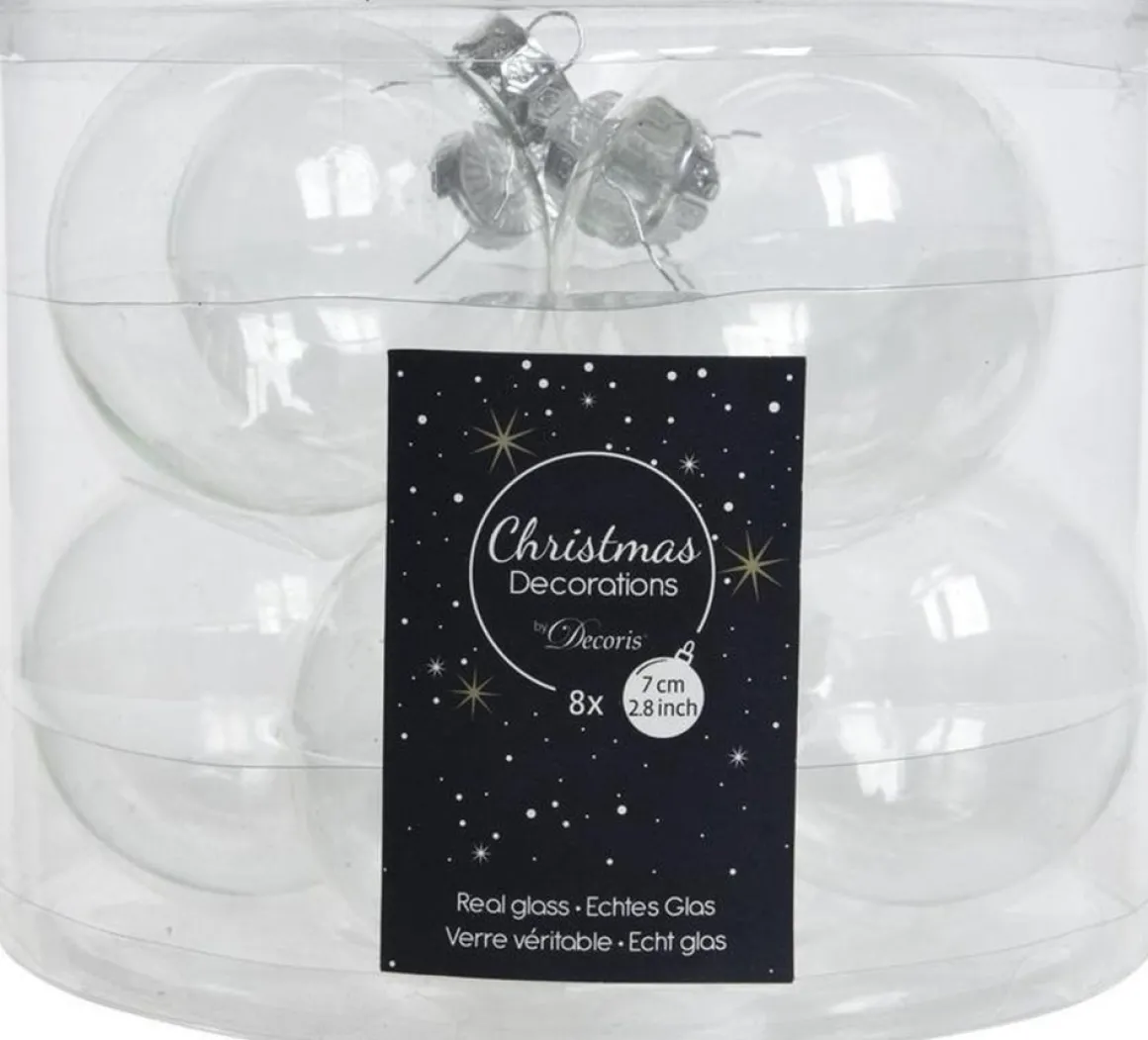 Decoris 16X Transparante Kerstversiering Kerstballen Glas - 7 Cm - Kerstbal Cheap