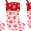 Merkloos 3X Wit/Rode Kerstsokken Met Sneeuwvlokken Print 40 Cm - Kerstversiering/Kerstdecoratie Sokken Best