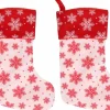 Merkloos 2X Wit/Rode Kerstsokken Met Sneeuwvlokken Print 40 Cm - Kerstversiering/Kerstdecoratie Sokken Best Sale