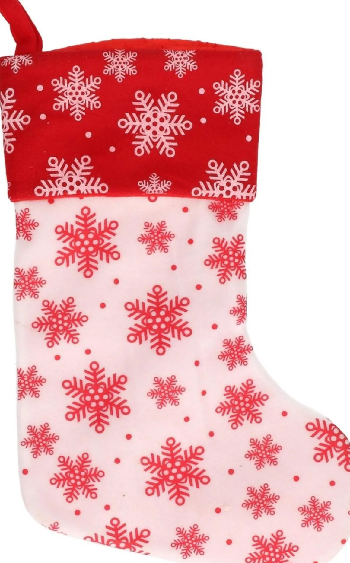 Merkloos 2X Wit/Rode Kerstsokken Met Sneeuwvlokken Print 40 Cm - Kerstversiering/Kerstdecoratie Sokken Best Sale