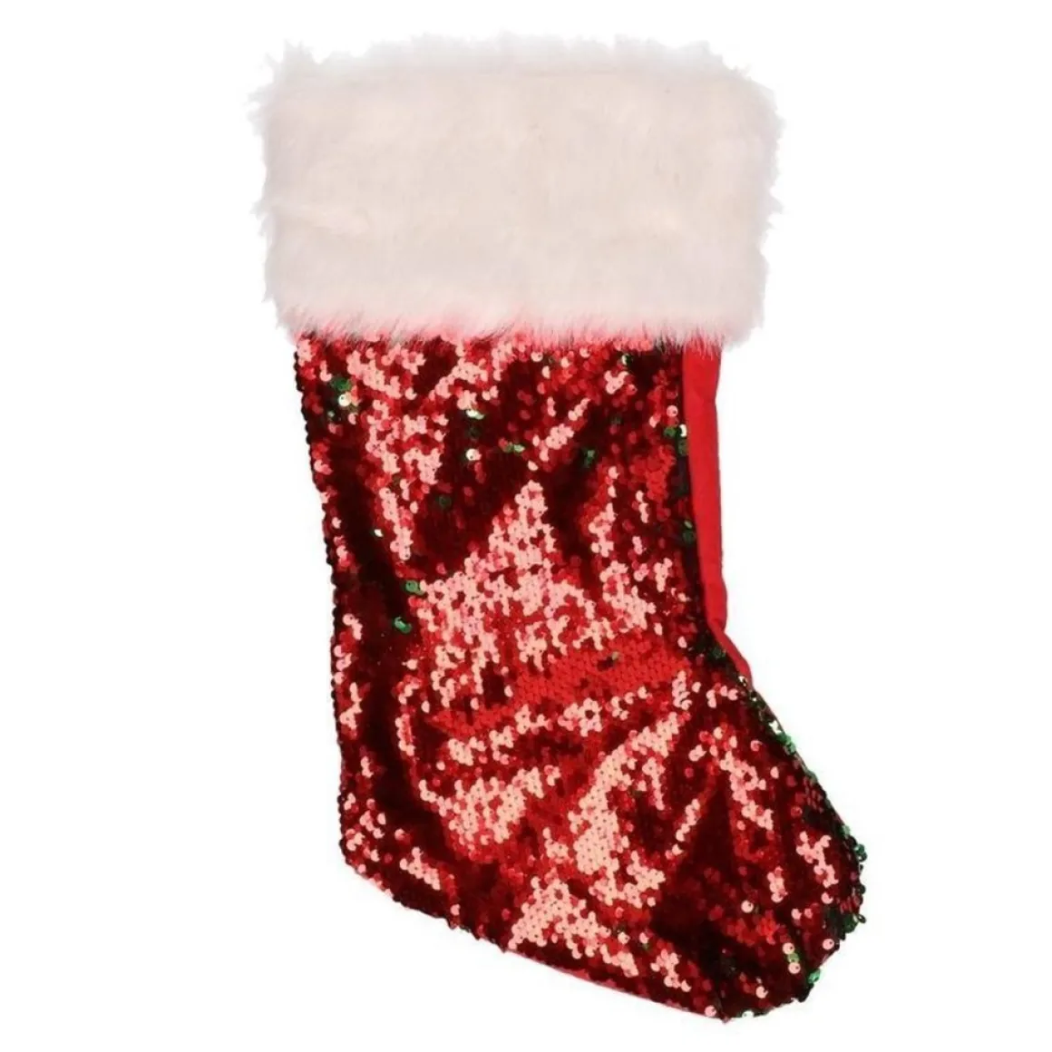 Shoppartners 1X Wrijf (Omkeerbare) Pailletten Kerstsokken Rood/Groen - Veranderbare Kerstsokken Discount